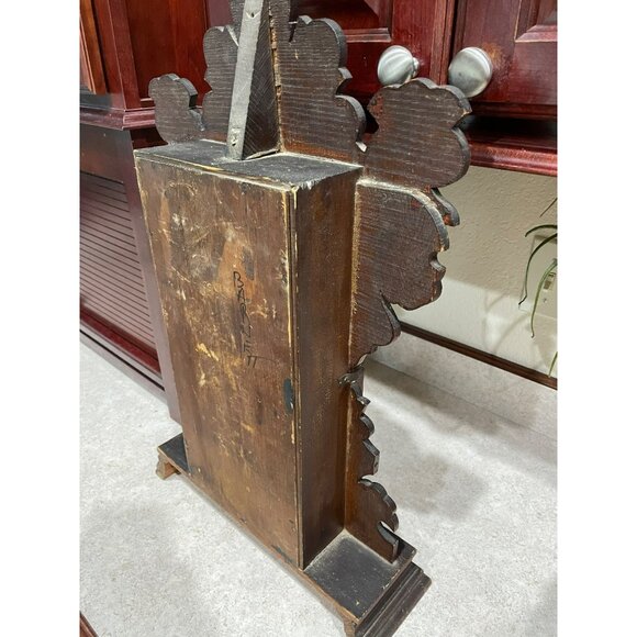 Antique Sessions Gingerbread Wooden Mantel Clock With Ornate Design & Glass Disp - Picture 7 of 7